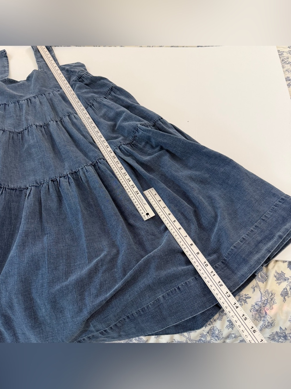 By Anthropologie Dress Womens XL Denim Tiered Helena Midi Blue - Picture 8 of 12